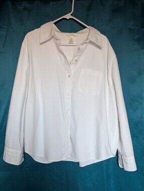 H&M 100% Heavy Cotton Relaxed Fit Oxford Button-Down Shirt White XL